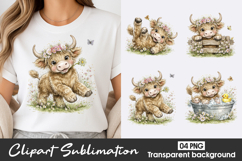 Baby Highland Cow Clipart PNG Product Image 1