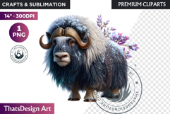 Buffalo Watercolor Winter Animal Clipart Arctic Wildlife PNG Product Image 1