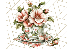 Vintage Floral Teacup Clipart PNG, Blooming Teacups Clip Art Product Image 2