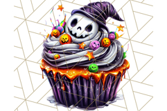 Halloween Cupcake PNG Clipart with Witch Hats and Ghosts Product Image 2