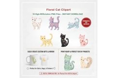 Floral Cat Clipart PNG, 18 Cute Flower Cat Designs Product Image 3