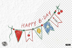 Hand-Drawn Birthday Banner Clipart Product Image 1
