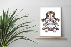 Braided Hair Stitched Doll Rainbow Halloween Voodoo PNG Product Image 2
