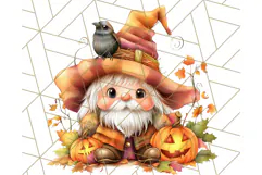 Spooky Cute Halloween Gnome PNG Clipart, Witch Ghost Bat Product Image 2