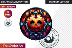 Gothic Jack O Lantern Clipart Horror Stained Glass Halloween Product Image 1