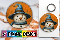 Cute Christmas Snowman Keychain Round Design Winter PNG Product Image 1