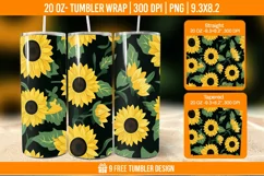 Sunflower Tumbler Wrap Designs, Sublimation Wrap Product Image 1