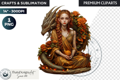 Fantasy Dragon witch clipart, enchantress, dragon egg queen Product Image 1