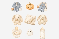Watercolor Halloween Baby Outfit Clipart PNG, Denim Baby Product Image 4