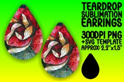 Glittery Mosaic Flower Teardrop Earring Design Product Image 1