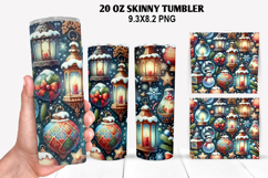 Christmas Skinny Tumbler 20oz Wrap Design, Christmas Tumbler Product Image 1