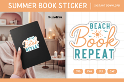 Printable Summer Book Lover Sticker | Beach Book Repeat Product Image 1