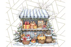 Cozy Christmas Market Stall Clipart PNG, Holiday Art Png Product Image 2