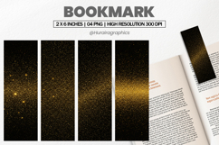 Black Gold Sparkle Bookmark PNG, Bookmark Sublimation Product Image 1