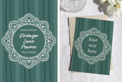 Teal Vintage Lace Wedding Frame PNG Clipart for Invitations Product Image 1