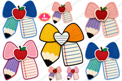 Teacher Pencil Paper Bow PNG, faux yarn CUSTOM Name Teacher Product Image 1