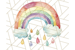 Watercolor Dinosaur and Rainbow PNG Clipart, Baby Nursery Product Image 2