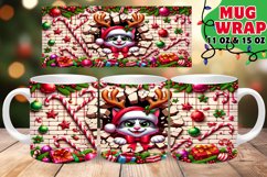 3D Xmas Wall Folly Mug Wrap 11oz Sublime PNG Product Image 1