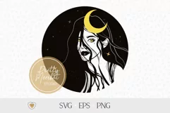 Celestial woman png, Witch svg, Mystical girl svg, Witchy Product Image 1