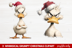 2 Whimsical Grumpy Christmas Clipart | Funny Grumpy Holiday Product Image 1