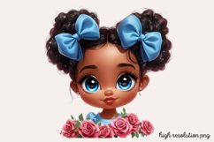Cute Black Girl with Flower Clipart Bundle PNG Product Image 15