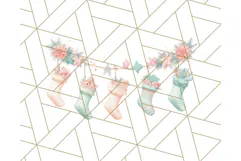 Coral and Aqua Christmas Clipart PNG, Pastel Holiday Art Product Image 2