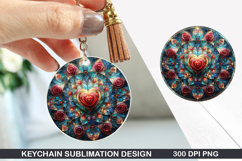 Flower Keychain Sublimation - Spring Keychain PNG Design Product Image 1