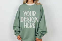 Military Green Gildan 18000 Mockup, Sweatshirt Crewneck Mock Product Image 1
