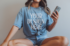 Blue Jean Comfort Colors 1717 T-shirt Mockups, Real Model Mo Product Image 1