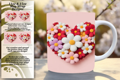 BEAUTIFUL PNG for 15oz Mug Wrap , Flowers Heart Product Image 1