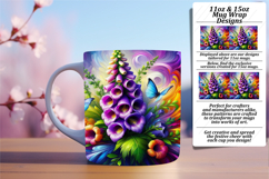 Elegant 11oz Mug Wrap Png Design , Flowers Product Image 1