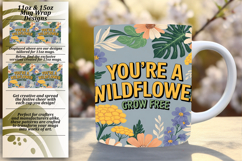 Fashionable 11oz Mug Wrap Png Template , Flower Quote Product Image 1