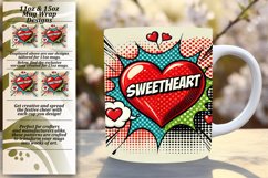 Artistic 15oz Mug Wrap Png Design , 3D Heart Product Image 1