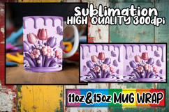 Bright beginnings sublimation mug wrap, 3D Flowers Product Image 1
