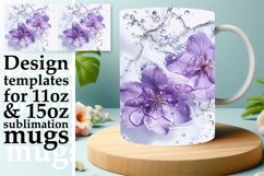 Tranquil Blossom: Floral Water Design Mug Wrap 11oz Product Image 1