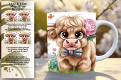Fashionable 11oz Mug Wrap Png , Cute Cow Product Image 1