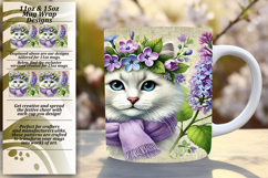 Vibrant 11oz Mug Wrap Png Artwork , Cute Cat Product Image 1