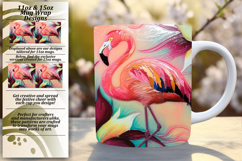 Colorful 11oz Mug Wrap Png Template , Flamingo Product Image 1