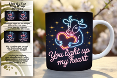Elegant 11oz Mug Wrap Png Template , Cute Cow Product Image 1