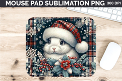 Watercolor Bunny Mouse Pad Sublimation - Christmas PNG Product Image 1