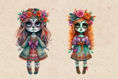 Watercolor Halloween Zombie Doll. PNG sublimation Product Image 2