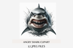 Angry Shark Clipart Bundle | 12 JPEG Files, Scary Shark Art Product Image 5