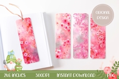 Pink Flowers Bookmark Designs, Nature Bookmark PNG Product Image 1