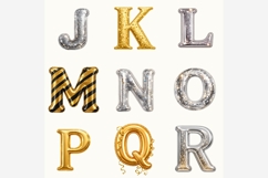 New Year Alphabet PNG Bundle | Gold Silver Balloon Letters Product Image 4