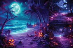 Tropical Halloween beach night printable digital papers Product Image 3