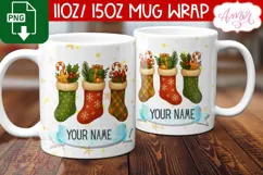 Christmas mug wrap PNG, Stocking stuffer mug PNG Product Image 3