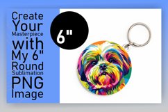 Bold and Colorful Dog Round Design Keychain Sublimation Product Image 1
