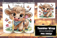 VIBRANT 20oz Tumbler Template for DIY , Cute Cow Product Image 1