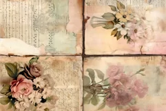 Vintage Ephemera, Floral Junk Journal, Shabby Shic Decor Product Image 7