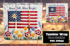 BEAUTIFUL 20oz Tumbler Wrap PNG , Patriotic Product Image 1